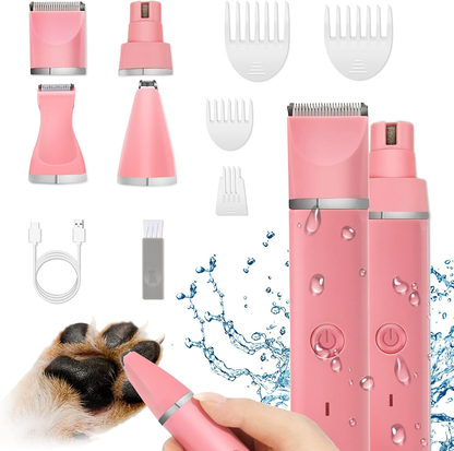 Dog Clippers Grooming Kit Hair Clipper-Low Noise Paw Trimmer- Rechargeable - Cordless Quiet Nail Grinder Shaver for Cats and Other Pets